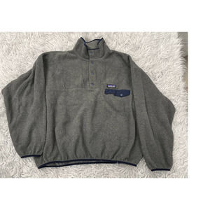 Patagonia Synchilla Snap T Fleece Pullover Sweater Jacket Sz L Nickel Navy Blue